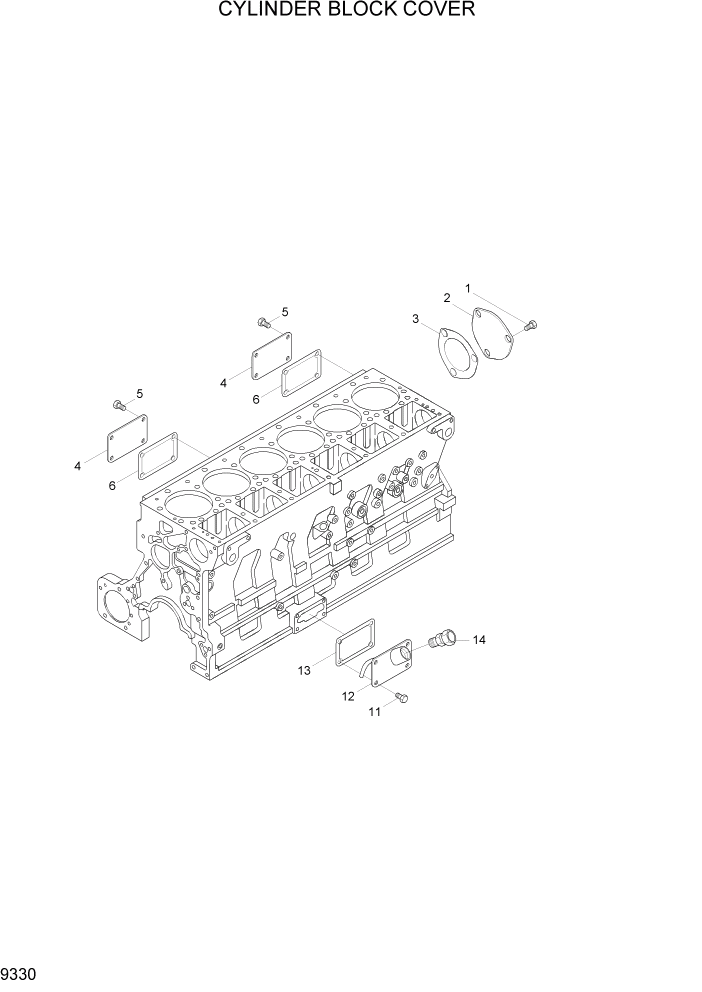 Схема запчастей Hyundai R500LC7 - PAGE 9330 CYLINDER BLOCK COVER ДВИГАТЕЛЬ БАЗА