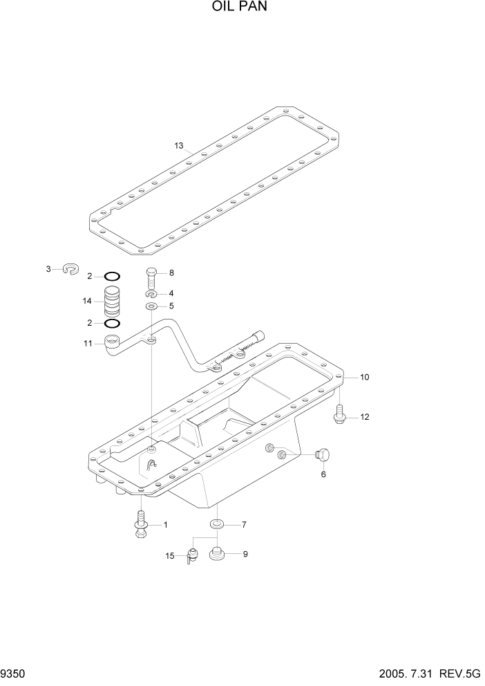 Схема запчастей Hyundai R500LC7 - PAGE 9350 OIL PAN ДВИГАТЕЛЬ БАЗА