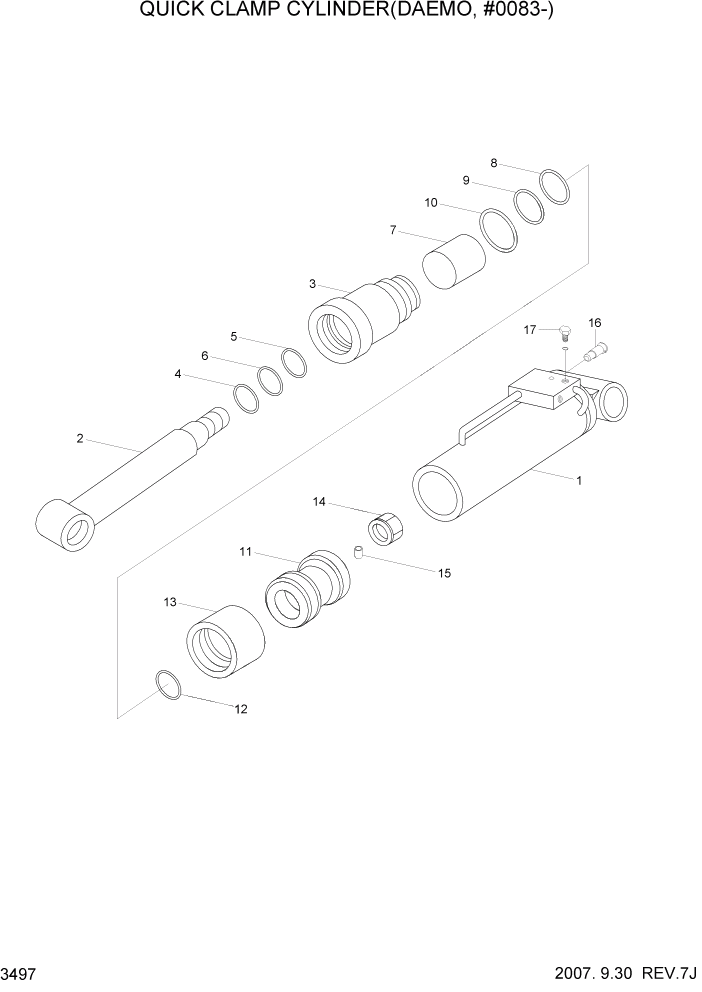 Схема запчастей Hyundai R500LC7A - PAGE 3497 QUICK CLAMP CYLINDER(DAEMO, #0063-) ГИДРАВЛИЧЕСКАЯ СИСТЕМА