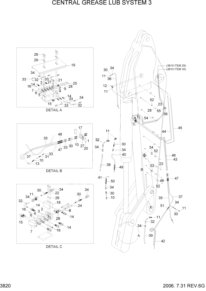 Схема запчастей Hyundai R500LC7A - PAGE 3820 CENTRAL GREASE LUB SYSTEM 3 ГИДРАВЛИЧЕСКАЯ СИСТЕМА