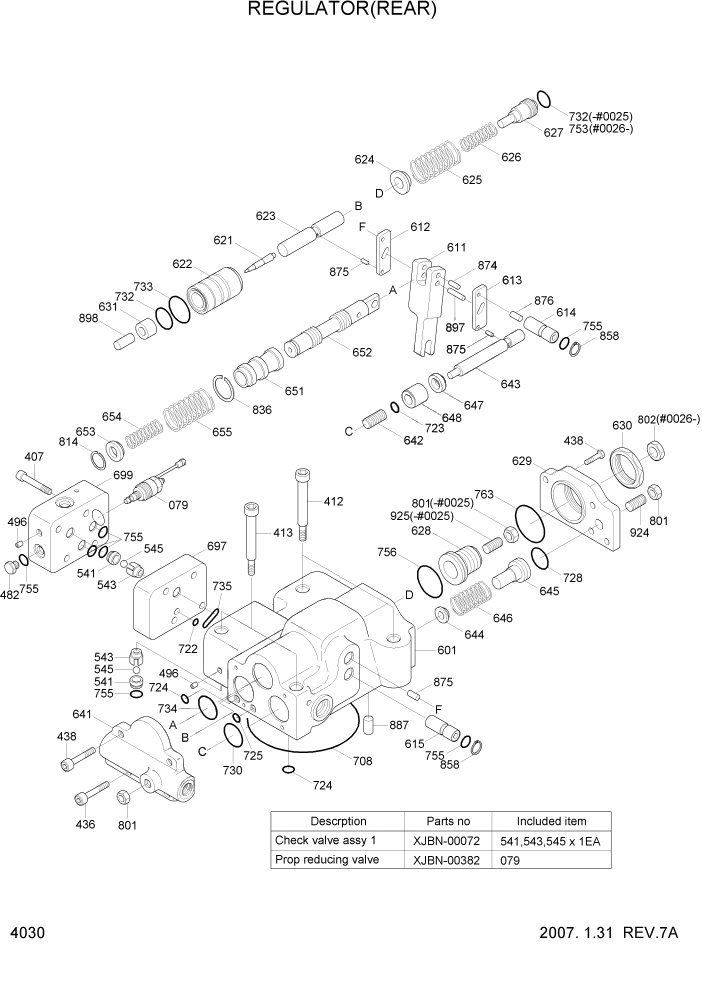 Схема запчастей Hyundai R500LC7A - PAGE 4030 REGULATOR(REAR) ГИДРАВЛИЧЕСКИЕ КОМПОНЕНТЫ
