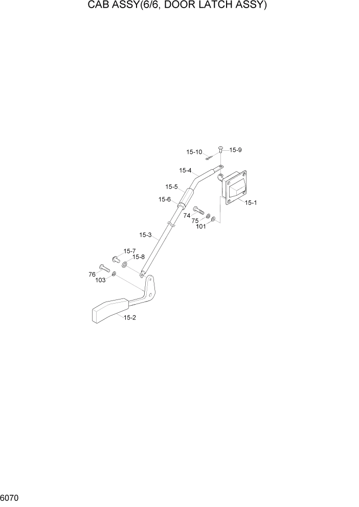 Схема запчастей Hyundai R500LC7A - PAGE 6070 CAB ASSY(6/6, DOOR LATCH ASSY) СТРУКТУРА