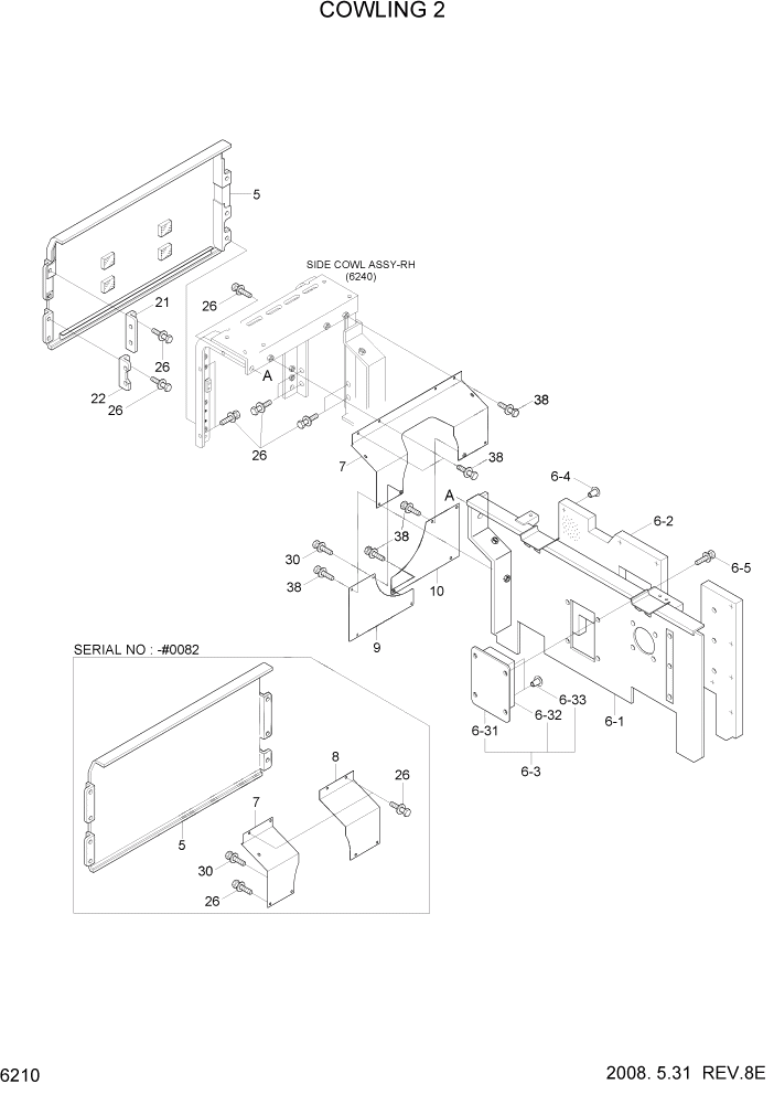 Схема запчастей Hyundai R500LC7A - PAGE 6210 COWLING 2 СТРУКТУРА