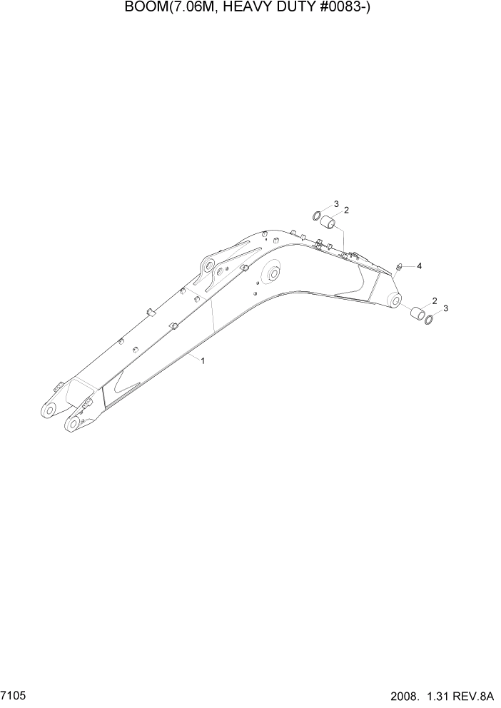 Схема запчастей Hyundai R500LC7A - PAGE 7105 BOOM(7.06M, HEAVY DUTY #0083-) РАБОЧЕЕ ОБОРУДОВАНИЕ
