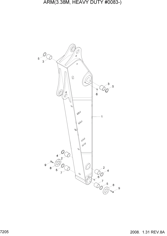 Схема запчастей Hyundai R500LC7A - PAGE 7205 ARM(3.38M, HEAVY DUTY #0083-) РАБОЧЕЕ ОБОРУДОВАНИЕ