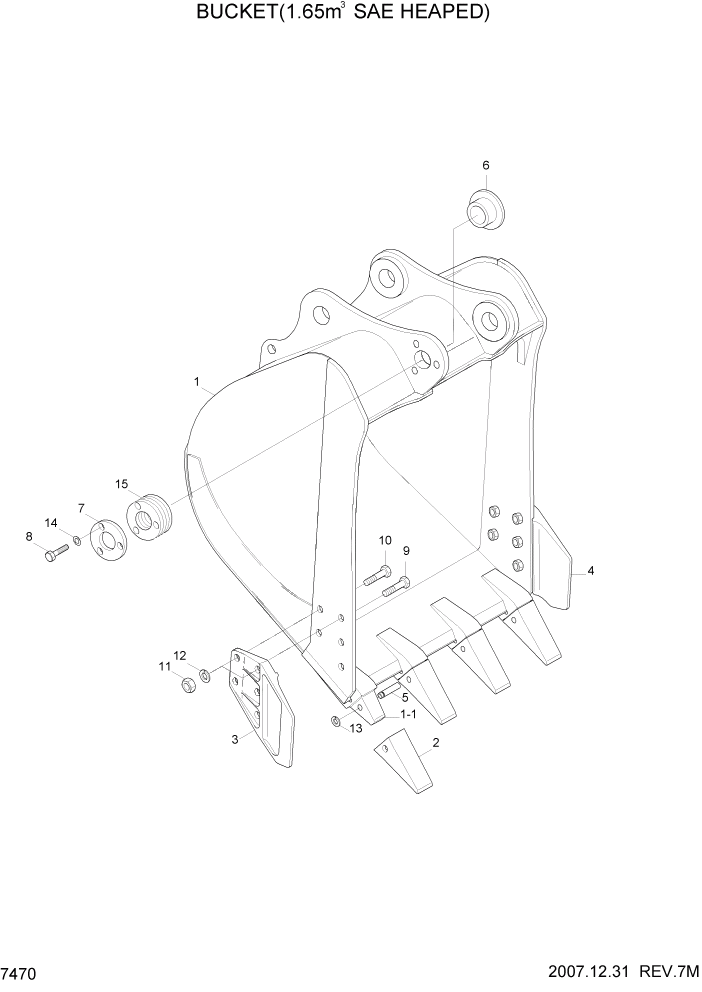 Схема запчастей Hyundai R500LC7A - PAGE 7470 BUCKET(1.65M3 SAE HEAPED) РАБОЧЕЕ ОБОРУДОВАНИЕ