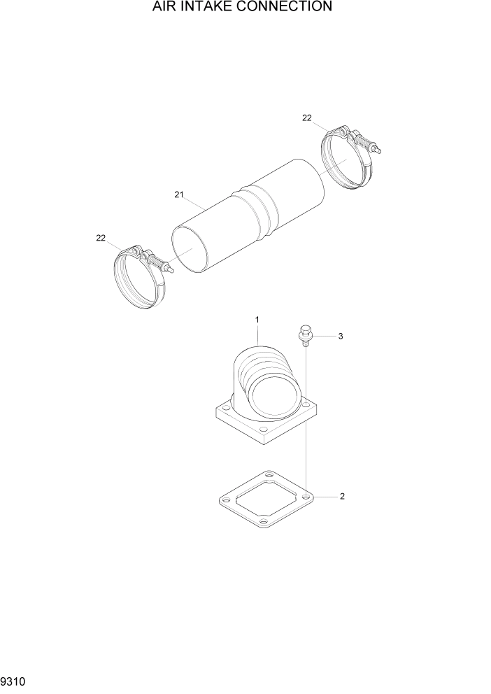 Схема запчастей Hyundai R500LC7A - PAGE 9310 AIR INTAKE CONNECTION ДВИГАТЕЛЬ БАЗА