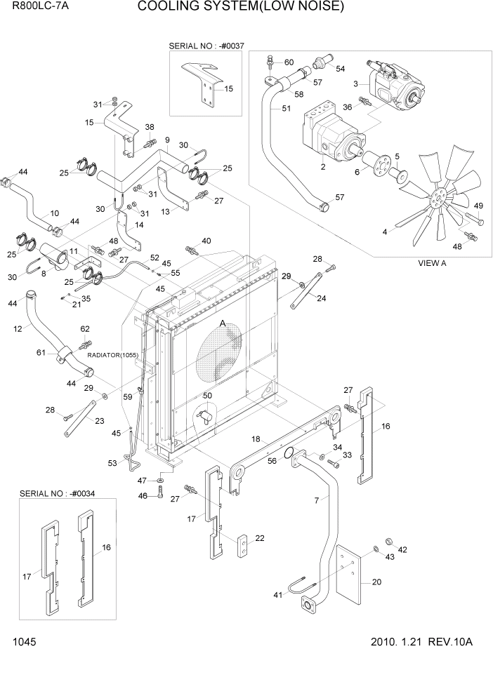 Схема запчастей Hyundai R800LC7A - PAGE 1045 COOLING SYSTEM(LOW NOISE) СИСТЕМА ДВИГАТЕЛЯ