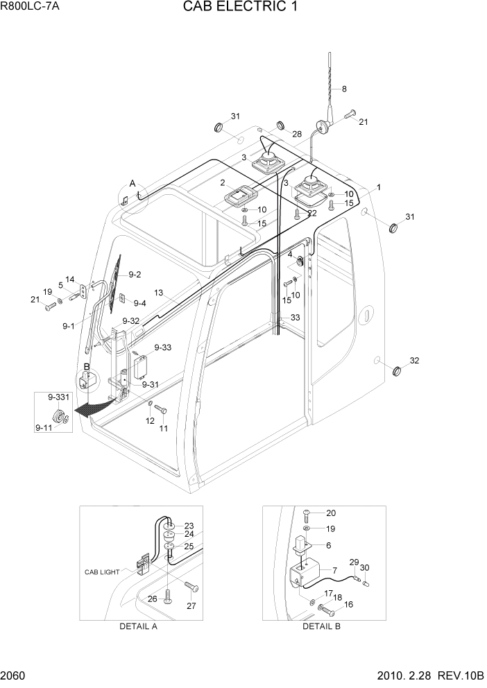 Схема запчастей Hyundai R800LC7A - PAGE 2060 CAB ELECTRIC 1 ЭЛЕКТРИЧЕСКАЯ СИСТЕМА