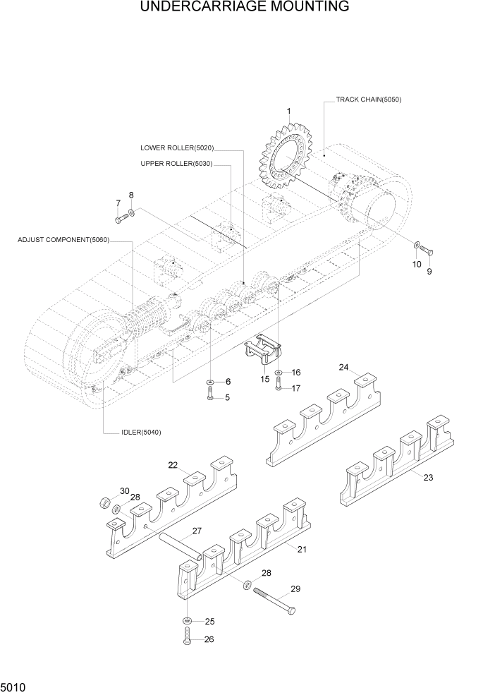Схема запчастей Hyundai R800LC7A - PAGE 5010 UNDERCARRIAGE MOUNTING ХОДОВАЯ ЧАСТЬ