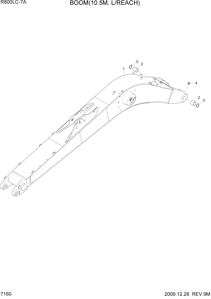 Схема запчастей Hyundai R800LC7A - PAGE 7160 BOOM(10.5M, L/REACH) РАБОЧЕЕ ОБОРУДОВАНИЕ