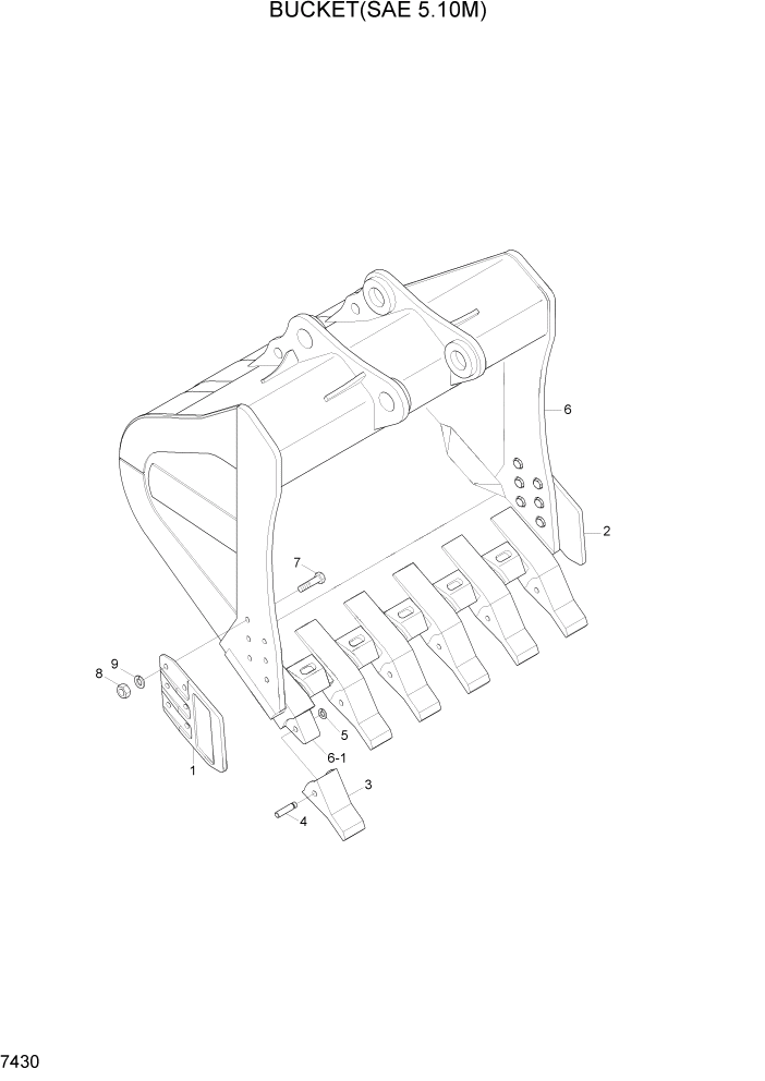 Схема запчастей Hyundai R800LC7A - PAGE 7430 BUCKET(5.10M3 SAE HEAPED) РАБОЧЕЕ ОБОРУДОВАНИЕ