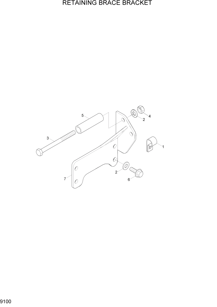 Схема запчастей Hyundai R800LC7A - PAGE 9100 RETAINING BRACE BRACKET ДВИГАТЕЛЬ БАЗА