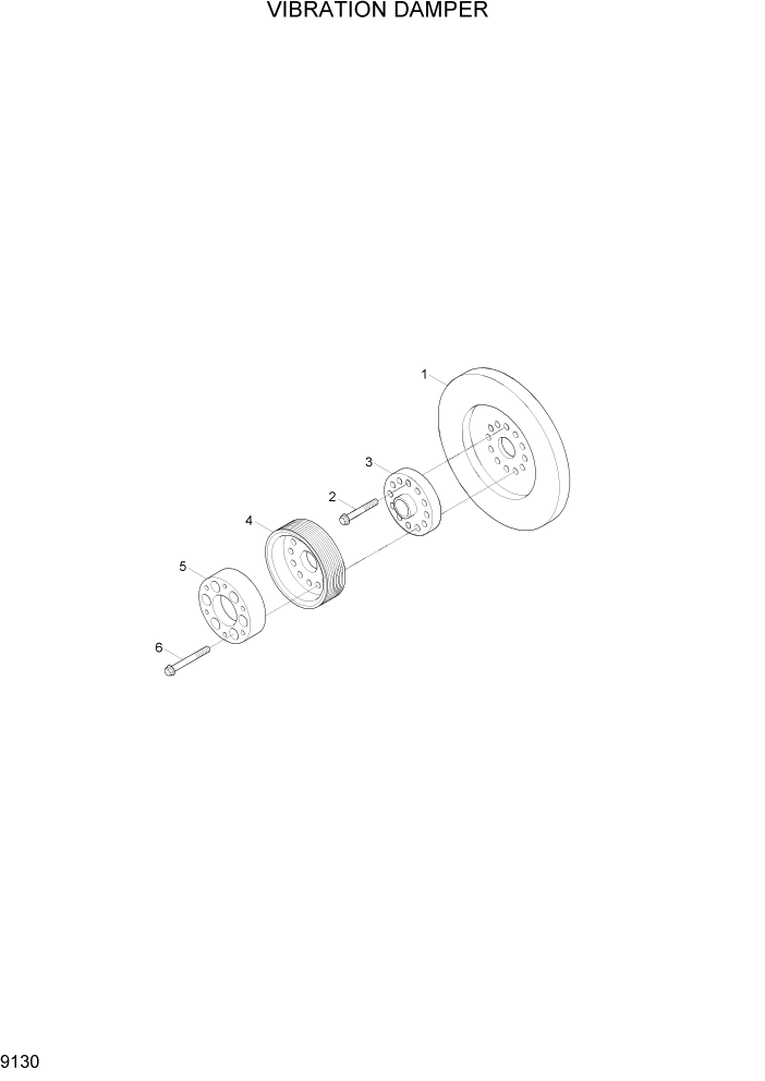 Схема запчастей Hyundai R800LC7A - PAGE 9130 VIBRATION DAMPER ДВИГАТЕЛЬ БАЗА