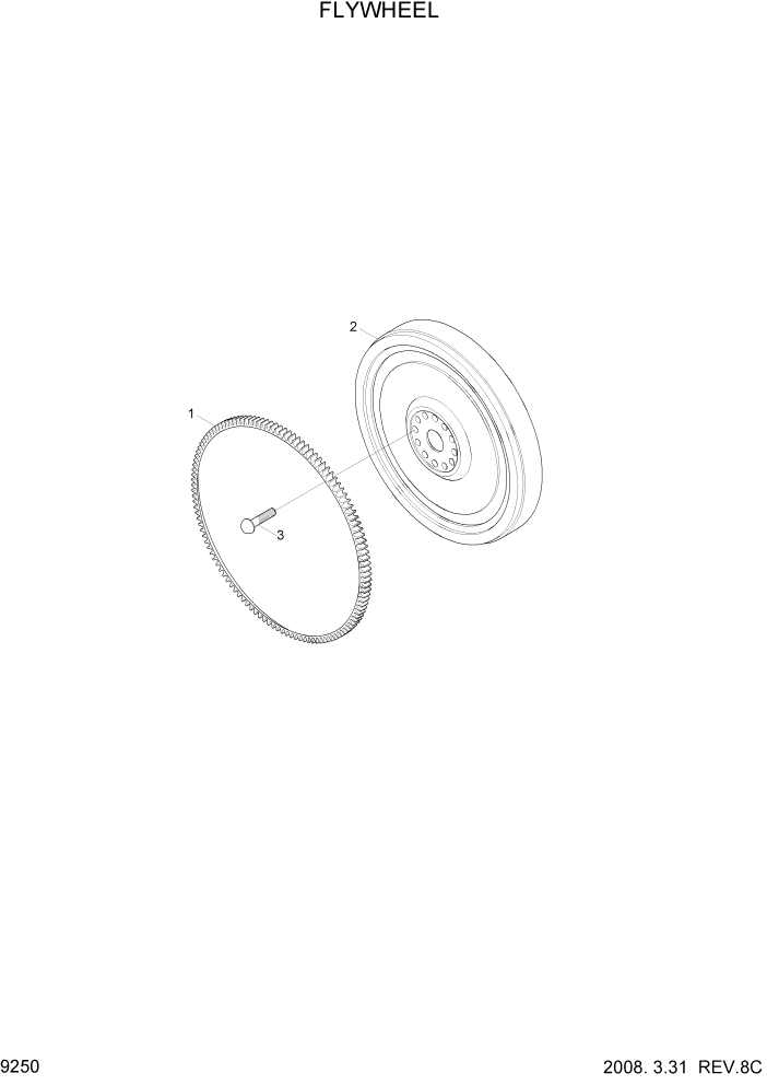 Схема запчастей Hyundai R800LC7A - PAGE 9250 FLYWHEEL ДВИГАТЕЛЬ БАЗА