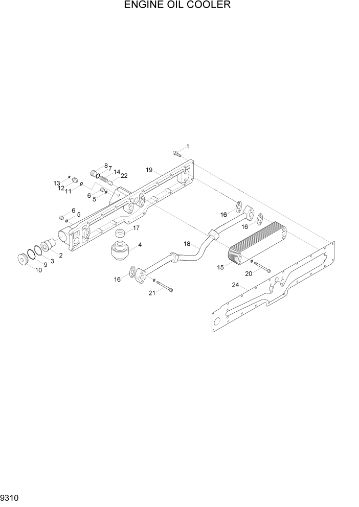 Схема запчастей Hyundai R800LC7A - PAGE 9310 ENGINE OIL COOLER ДВИГАТЕЛЬ БАЗА