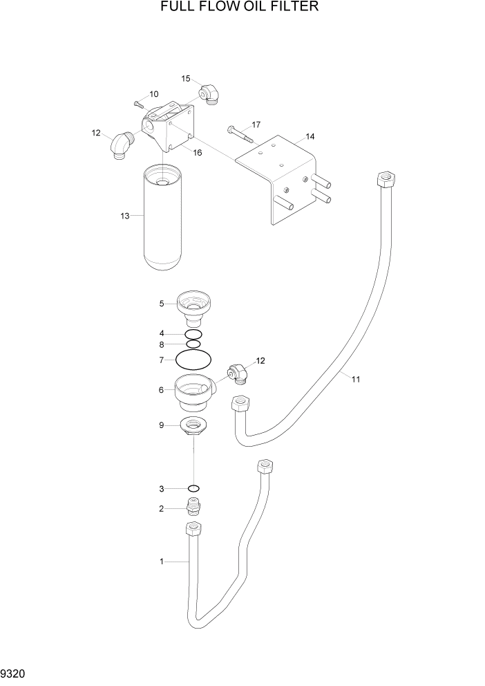 Схема запчастей Hyundai R800LC7A - PAGE 9320 FULL FLOW OIL FILTER ДВИГАТЕЛЬ БАЗА