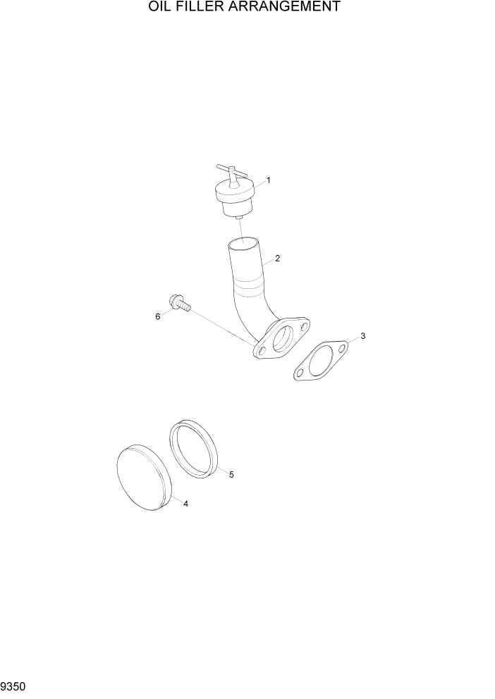 Схема запчастей Hyundai R800LC7A - PAGE 9350 OIL FILLER ARRANGEMENT ДВИГАТЕЛЬ БАЗА