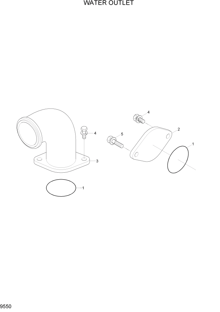 Схема запчастей Hyundai R800LC7A - PAGE 9550 WATER OUTLET ДВИГАТЕЛЬ БАЗА