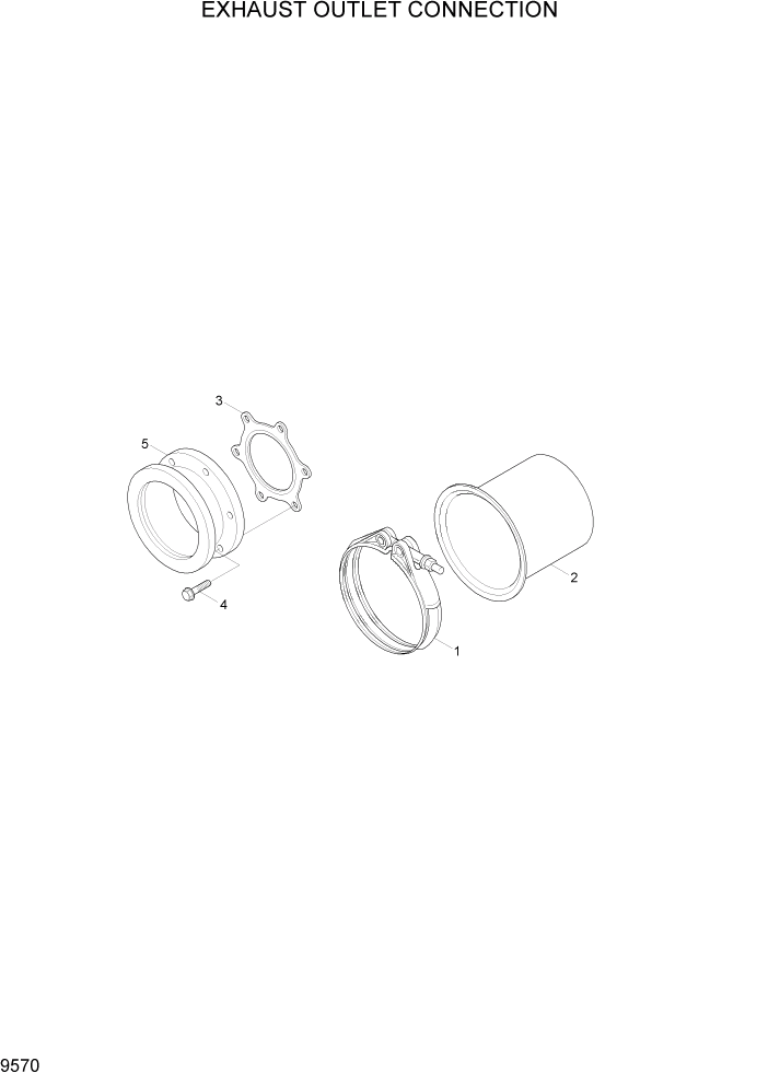 Схема запчастей Hyundai R800LC7A - PAGE 9570 EXHAUST OUTLET CONNECTION ДВИГАТЕЛЬ БАЗА