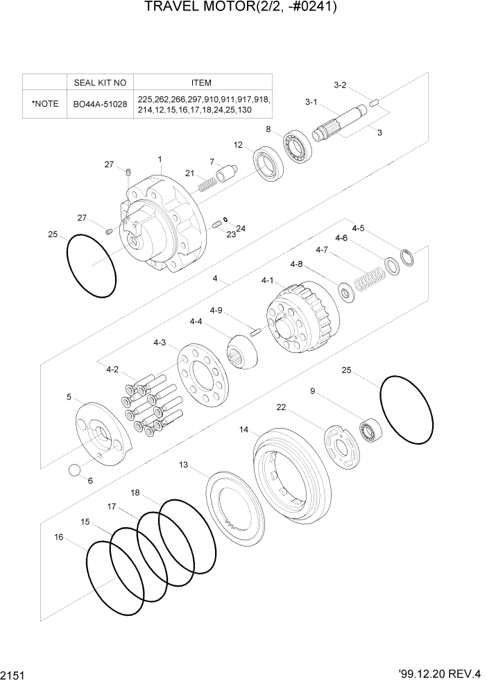 Схема запчастей Hyundai R160LC3 - PAGE 2151 TRAVEL MOTOR(2/2, -#0241) ГИДРАВЛИЧЕСКАЯ СИСТЕМА