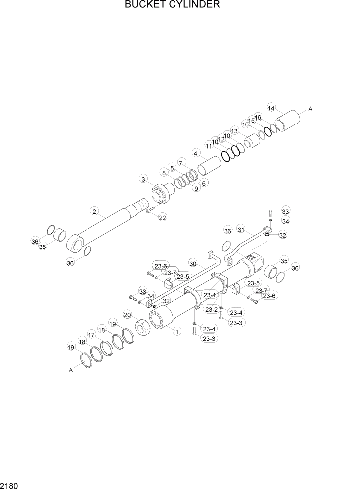 Схема запчастей Hyundai R160LC3 - PAGE 2180 BUCKET CYLINDER ГИДРАВЛИЧЕСКАЯ СИСТЕМА