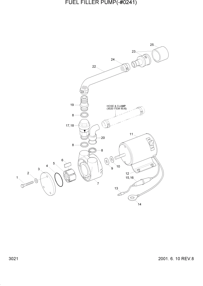 Схема запчастей Hyundai R160LC3 - PAGE 3021 FUEL FILLER PUMP(-#0241) ЭЛЕКТРИЧЕСКАЯ СИСТЕМА