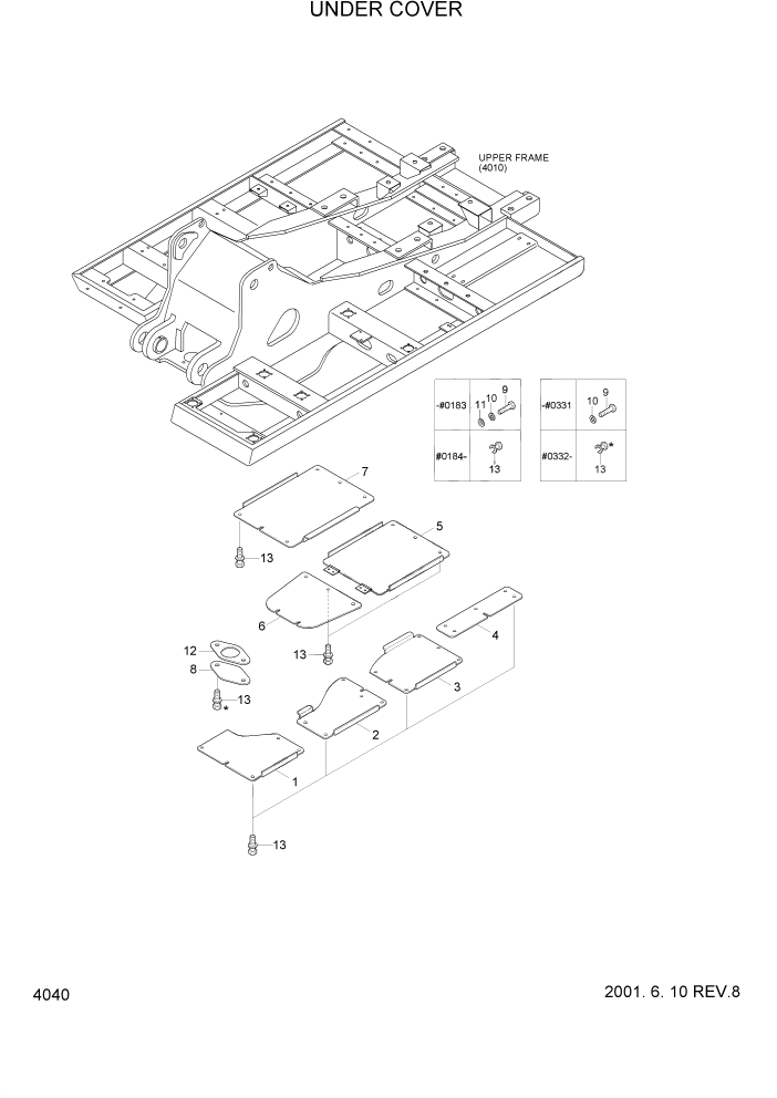 Схема запчастей Hyundai R160LC3 - PAGE 4040 UNDER COVER ВЕРХНЯЯ ЧАСТЬ