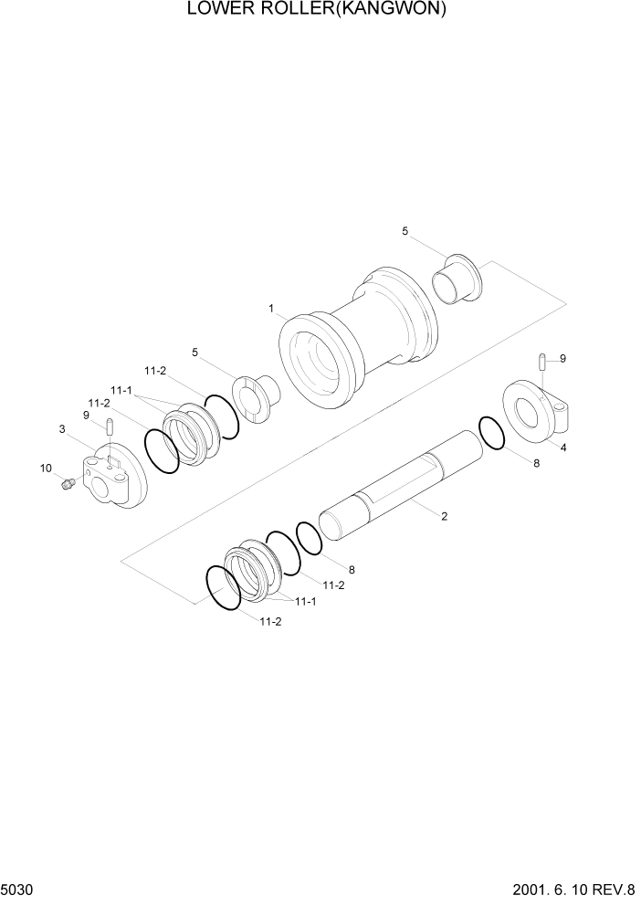 Схема запчастей Hyundai R160LC3 - PAGE 5030 LOWER ROLLER НИЖНЯЯ ЧАСТЬ