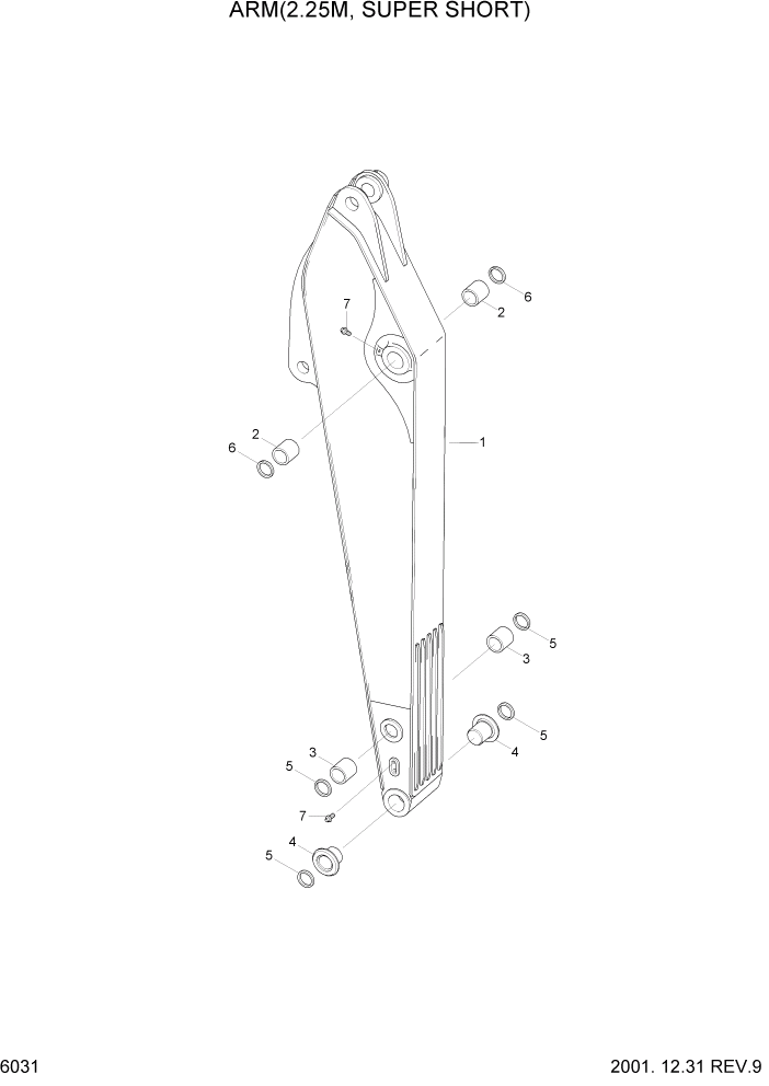 Схема запчастей Hyundai R160LC3 - PAGE 6031 ARM(2.25M, SUPER SHORT) РАБОЧЕЕ ОБОРУДОВАНИЕ