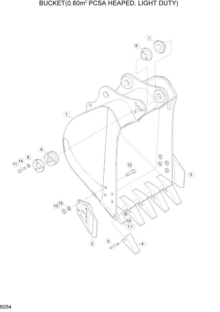Схема запчастей Hyundai R160LC3 - PAGE 6054 BUCKET(0.80M3 PCSA HEAPED, LIGHT DUTY) РАБОЧЕЕ ОБОРУДОВАНИЕ