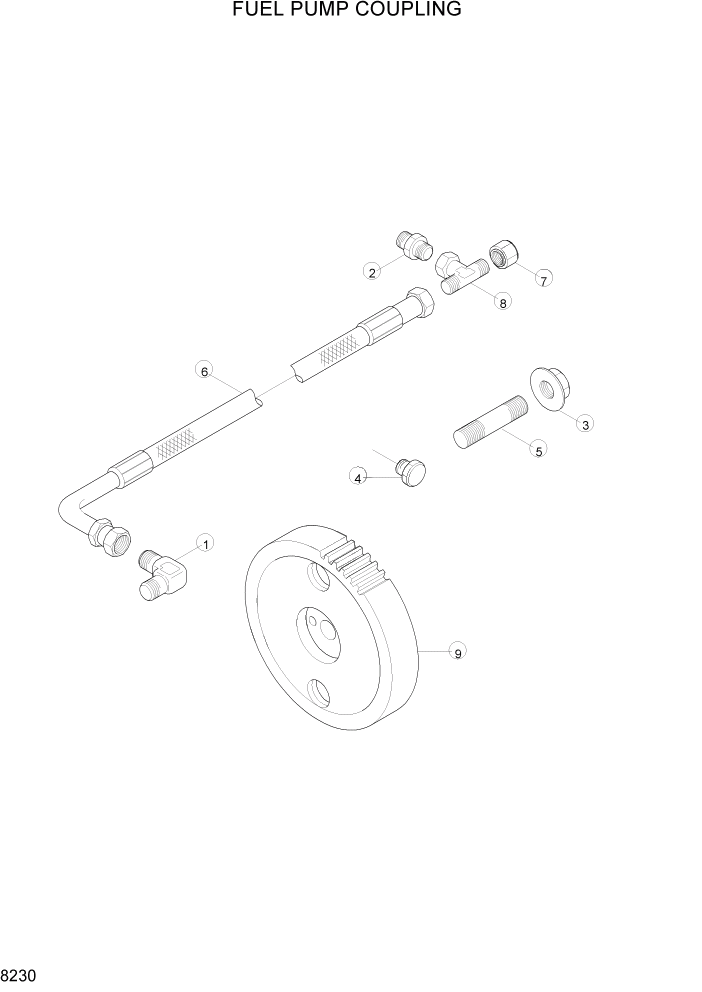 Схема запчастей Hyundai R160LC3 - PAGE 8230 FUEL PUMP COUPLING ДВИГАТЕЛЬ БАЗА