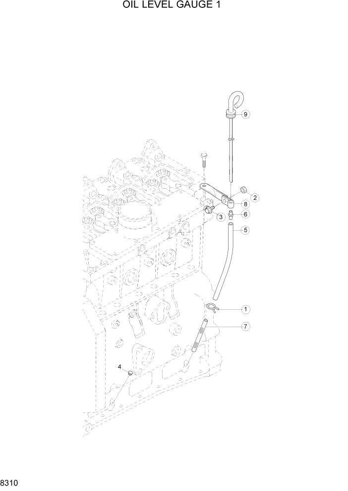 Схема запчастей Hyundai R160LC3 - PAGE 8310 OIL LEVEL GAUGE 1 ДВИГАТЕЛЬ БАЗА