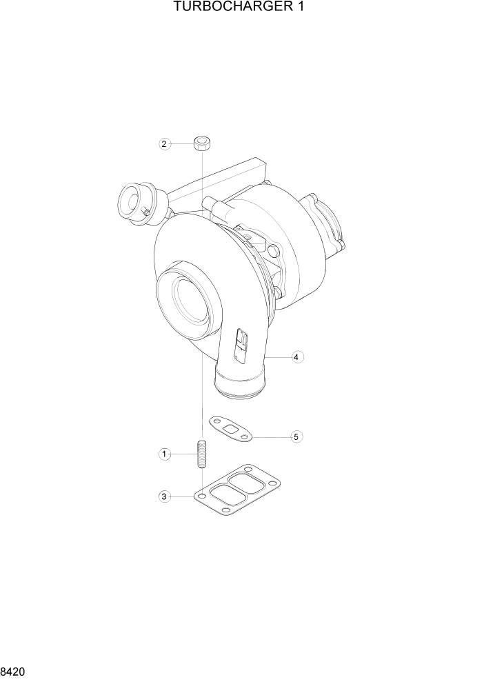 Схема запчастей Hyundai R160LC3 - PAGE 8420 TURBOCHARGER 1 ДВИГАТЕЛЬ БАЗА