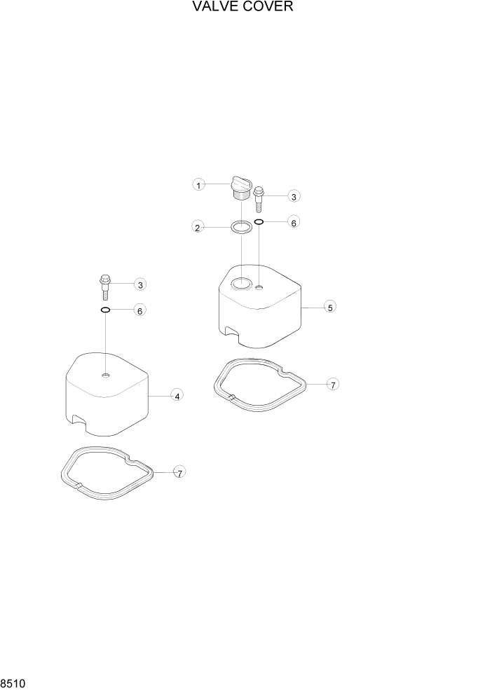 Схема запчастей Hyundai R160LC3 - PAGE 8510 VALVE COVER ДВИГАТЕЛЬ БАЗА