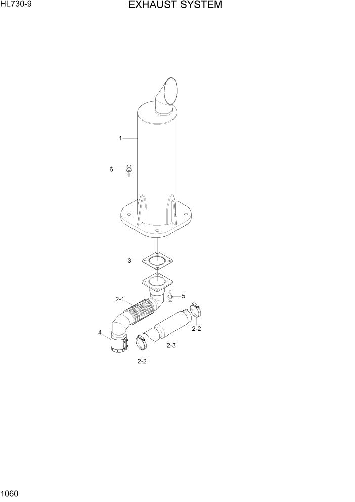 Схема запчастей Hyundai HL730-9 - PAGE 1060 EXHAUST SYSTEM СИСТЕМА ДВИГАТЕЛЯ