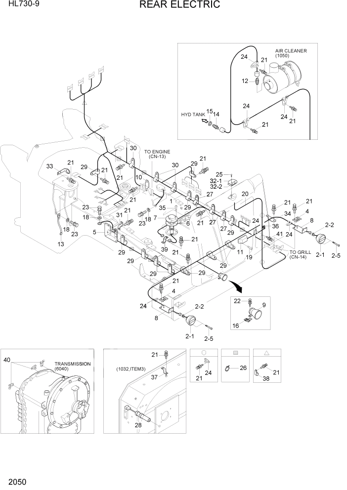 Схема запчастей Hyundai HL730-9 - PAGE 2050 REAR ELECTRIC ЭЛЕКТРИЧЕСКАЯ СИСТЕМА