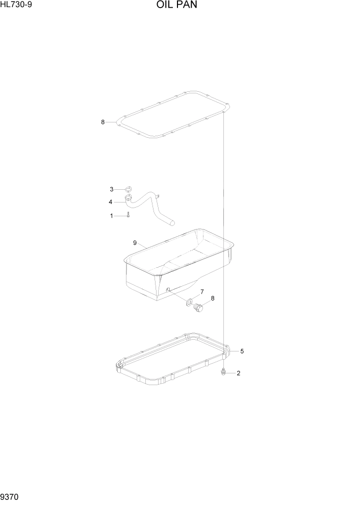 Схема запчастей Hyundai HL730-9 - PAGE 9370 OIL PAN ДВИГАТЕЛЬ БАЗА