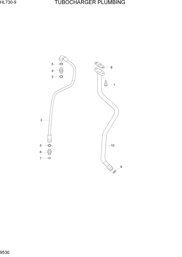 Схема запчастей Hyundai HL730-9 - PAGE 9530 TURBOCHARGER PLUMBING ДВИГАТЕЛЬ БАЗА