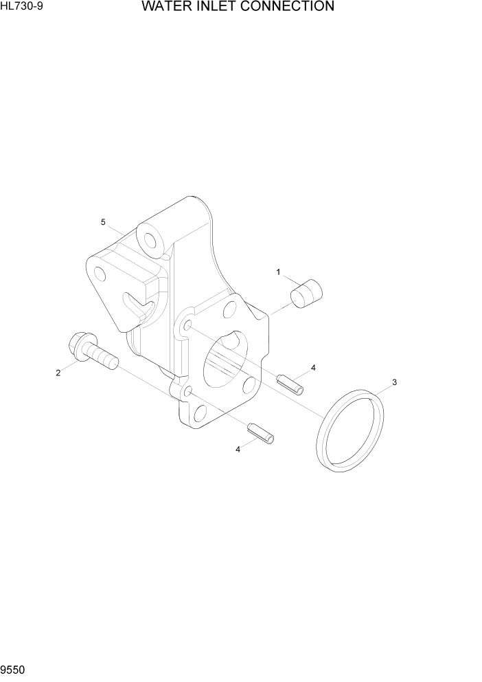 Схема запчастей Hyundai HL730-9 - PAGE 9550 WATER INLET CONNECTION ДВИГАТЕЛЬ БАЗА