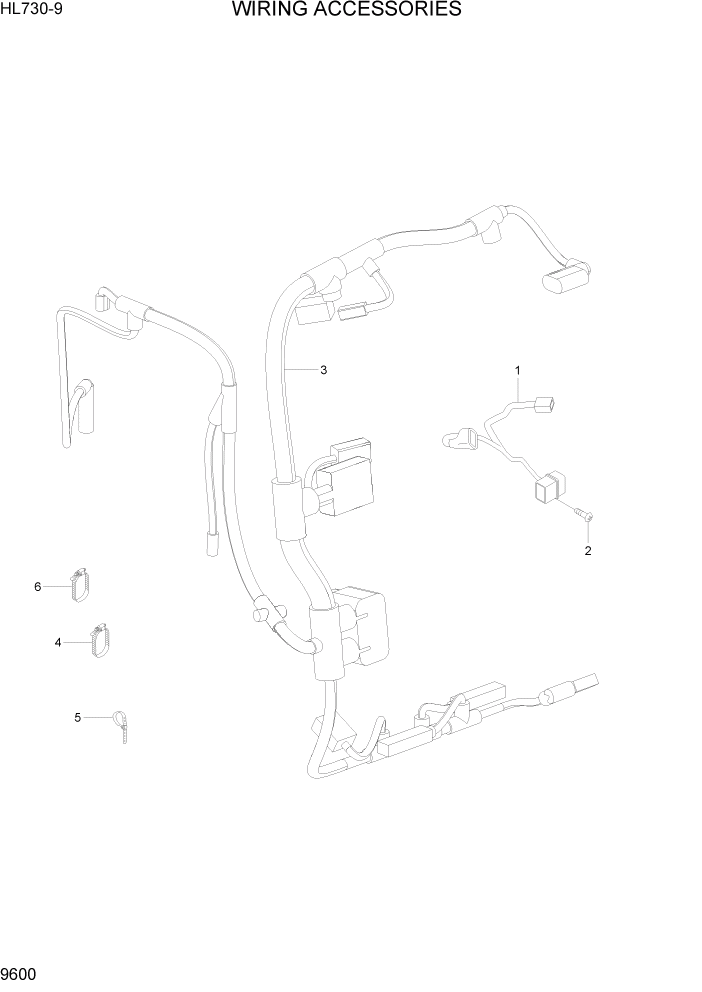 Схема запчастей Hyundai HL730-9 - PAGE 9600 WIRING ACCESSORIES ДВИГАТЕЛЬ БАЗА