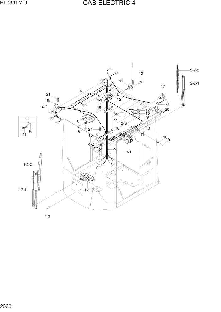 Схема запчастей Hyundai HL730TM-9 - PAGE 2030 CAB ELECTRIC 4 ЭЛЕКТРИЧЕСКАЯ СИСТЕМА