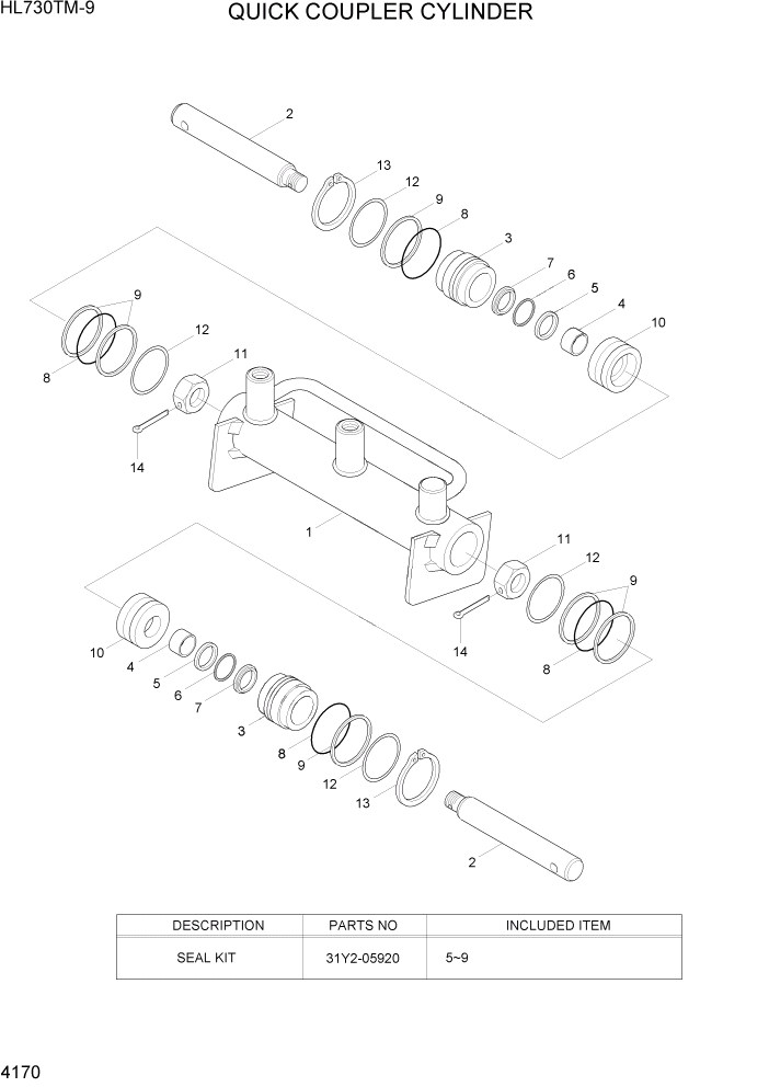 Схема запчастей Hyundai HL730TM-9 - PAGE 4170 QUICK COUPLER CYLINDER ГИДРАВЛИЧЕСКИЕ КОМПОНЕНТЫ