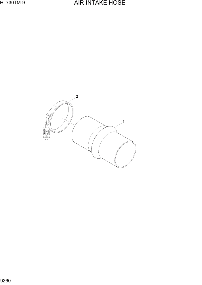 Схема запчастей Hyundai HL730TM-9 - PAGE 9260 AIR INTAKE HOSE ДВИГАТЕЛЬ БАЗА
