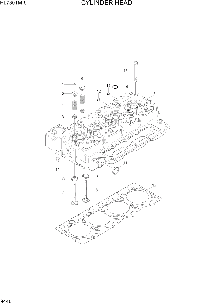 Схема запчастей Hyundai HL730TM-9 - PAGE 9440 CYLINDER HEAD ДВИГАТЕЛЬ БАЗА