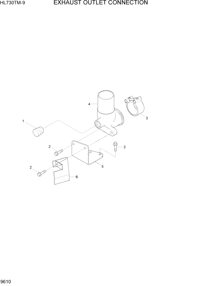 Схема запчастей Hyundai HL730TM-9 - PAGE 9610 EXHAUST OUTLET CONNECTION ДВИГАТЕЛЬ БАЗА