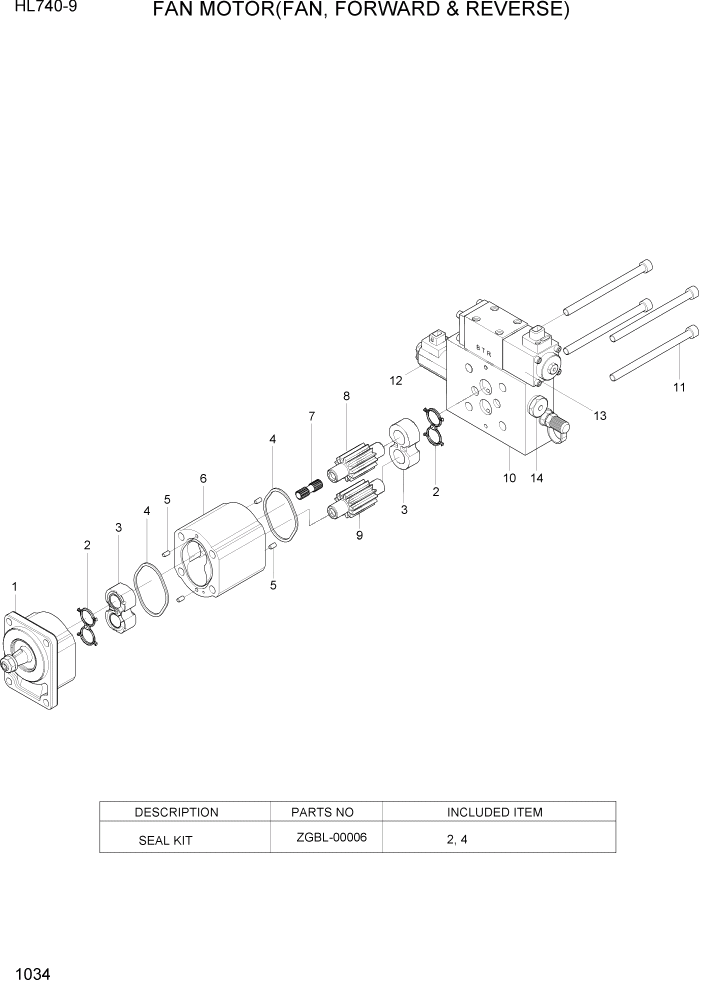 Схема запчастей Hyundai HL740-9 - PAGE 1034 FAN MOTOR(FAN, FORWARD & REVERSE) СИСТЕМА ДВИГАТЕЛЯ