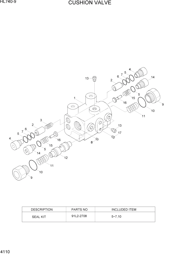 Схема запчастей Hyundai HL740-9 - PAGE 4110 CUSHION VALVE(-#0029) ГИДРАВЛИЧЕСКИЕ КОМПОНЕНТЫ