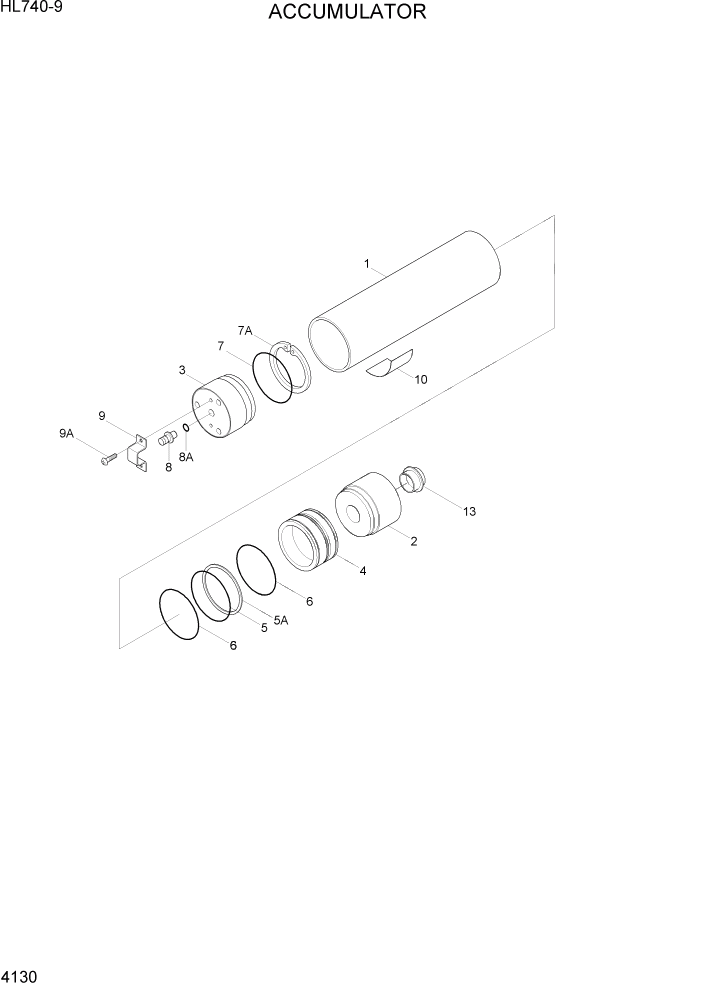 Схема запчастей Hyundai HL740-9 - PAGE 4130 ACCUMULATOR ГИДРАВЛИЧЕСКИЕ КОМПОНЕНТЫ