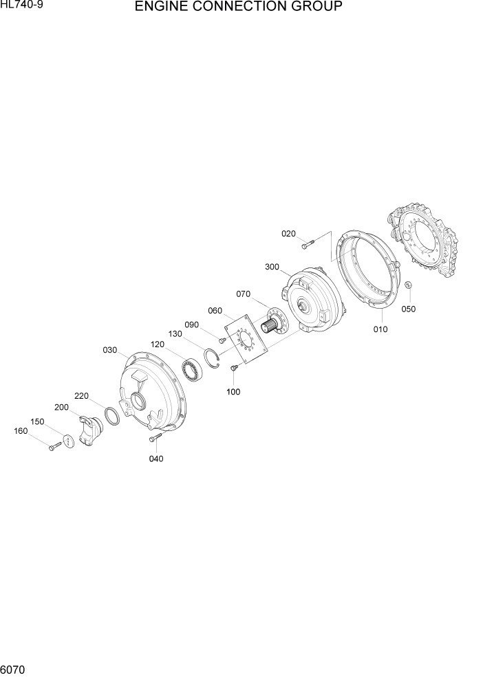 Схема запчастей Hyundai HL740-9 - PAGE 6070 ENGINE CONNECTION GROUP СИЛОВАЯ СИСТЕМА